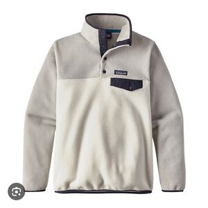 Patagonia women’s synchilla snap-t pullover size Medium grey white navy
